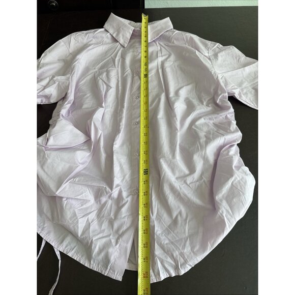 SHEIN Lavender Button-Up Long-Sleeve Shirt With Adjustable Side Ties For Women s - Picture 5 of 9